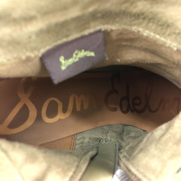 Sam Edelman Women's Size 11M Louie Green Leather Fringe High Heel Ankle Boots - Picture 13 of 15